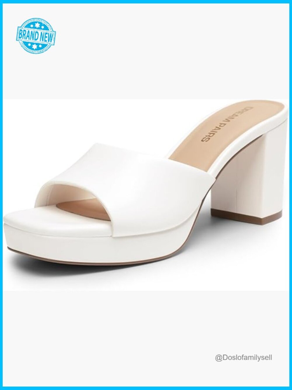 Platform Block Heel Mule Sandals Square Toe Ankle Strap Slip On Comfortable